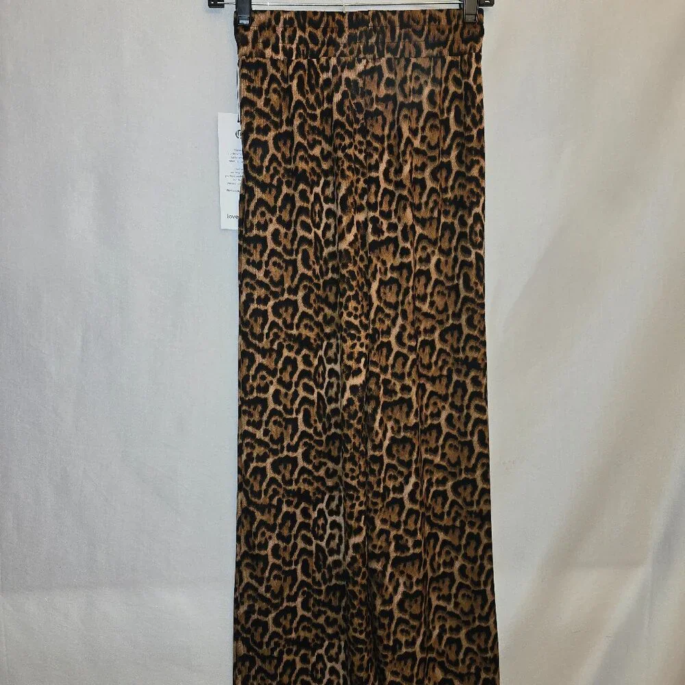 Wide Leg Leopard Print Pants - Brown - Picture 3 of 3